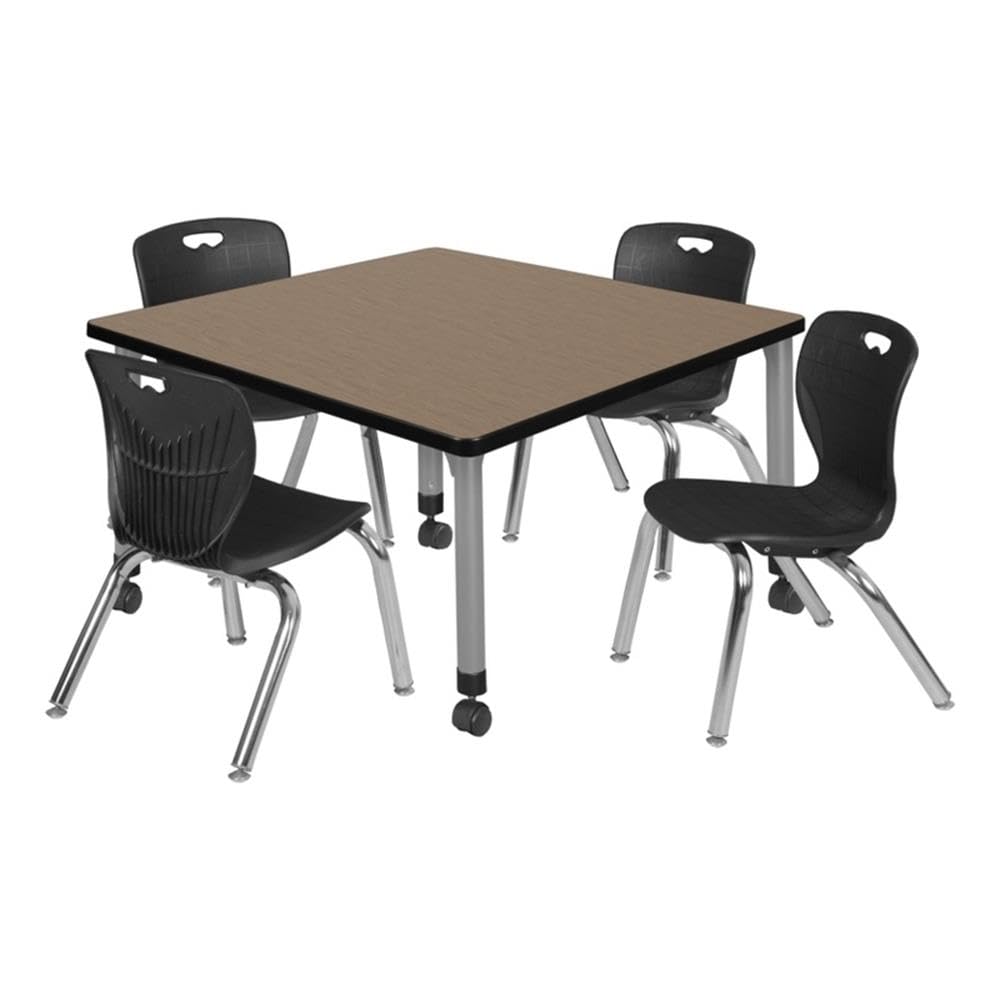 36" Square Mobile Table with 4 Stack Chairs X55240