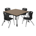 36" Square Mobile Table with 4 Stack Chairs X55240