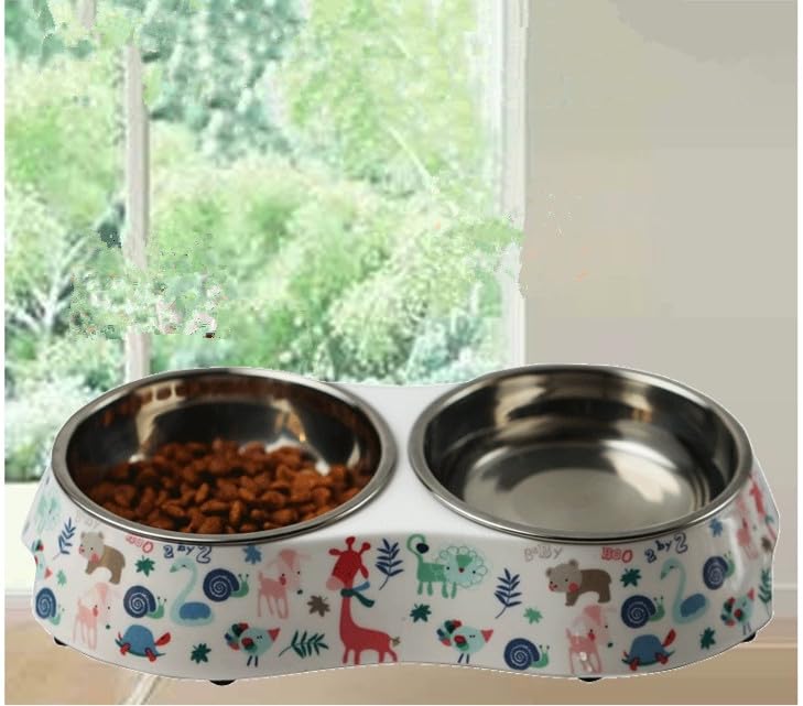 Small Double Stainless Steel Pet Bowls U710227