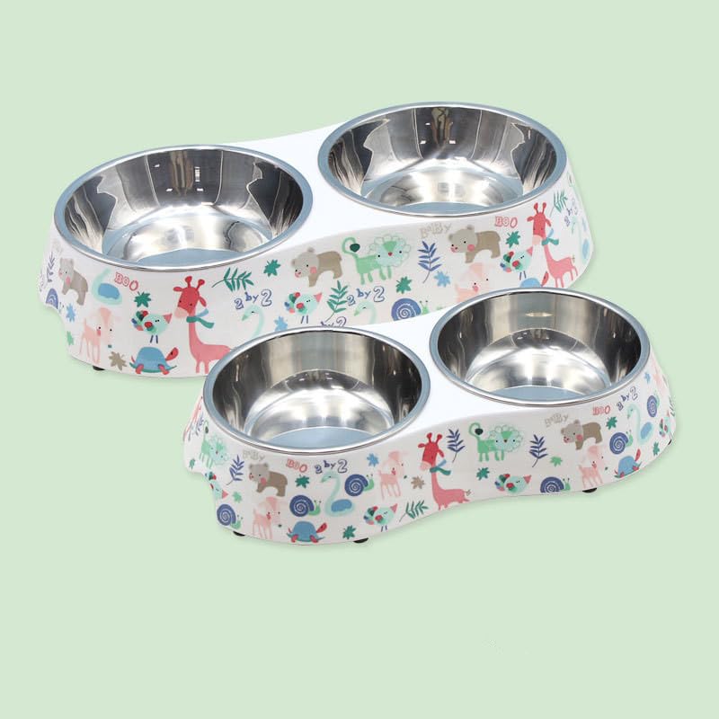 Small Double Stainless Steel Pet Bowls U710227