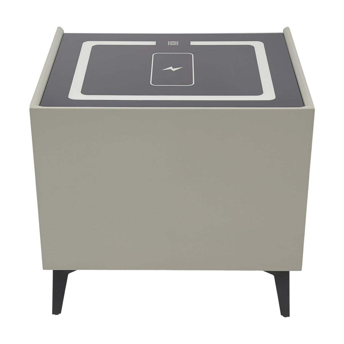 Light Gray Solid Wood Nightstand with Charging Station and 2 Drawers P5232