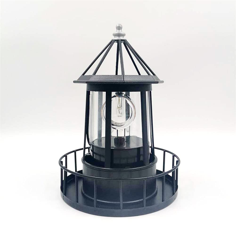 Solar Powered Rotating Lighthouse Light Black J36949