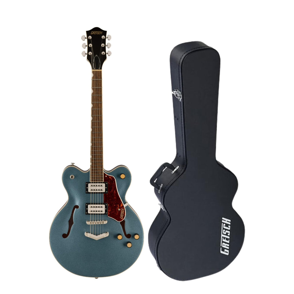 Gunmetal Hollow Body Electric Guitar with Case S495