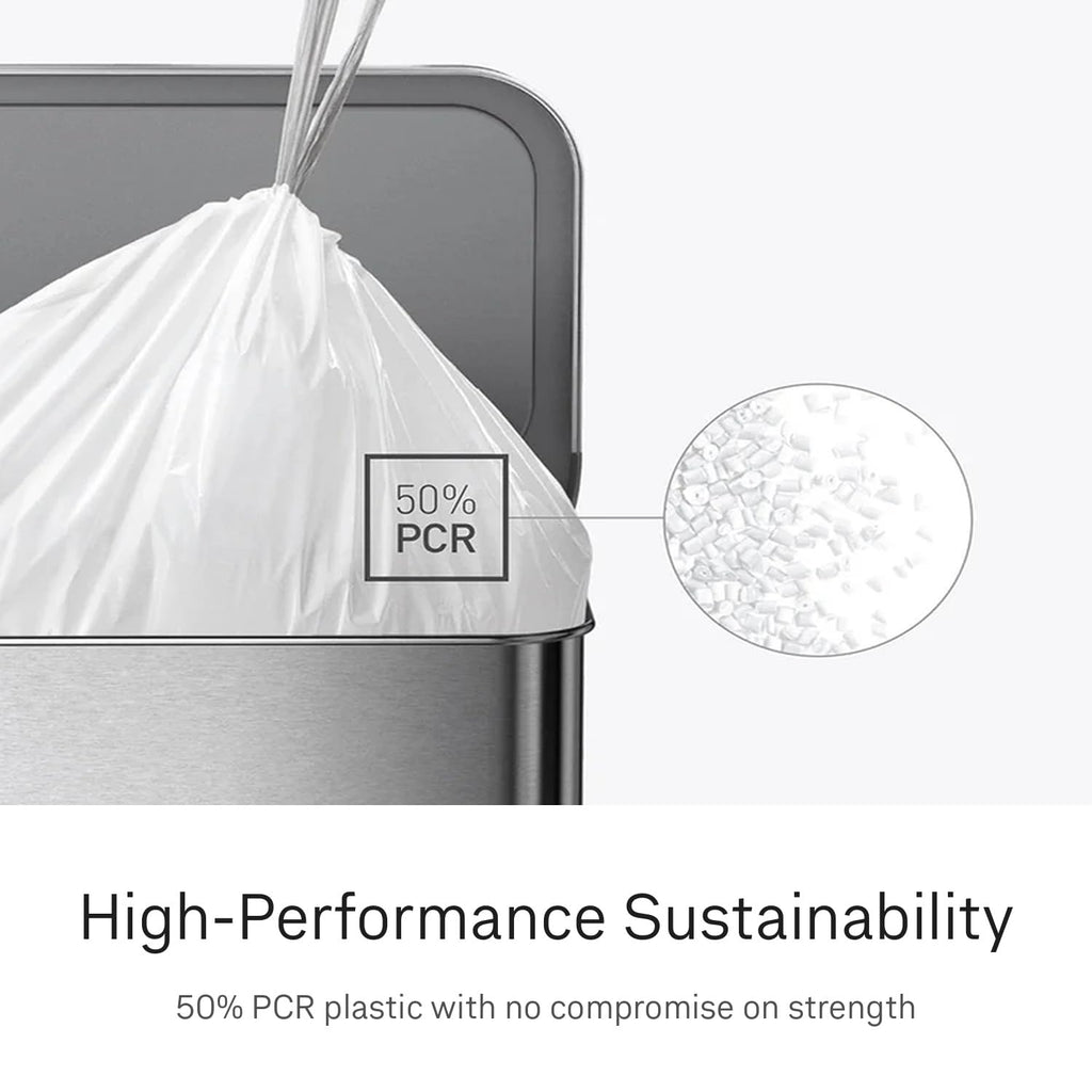 100 Count Drawstring Kitchen Trash Bags, 40-50 Liter, White Y628380