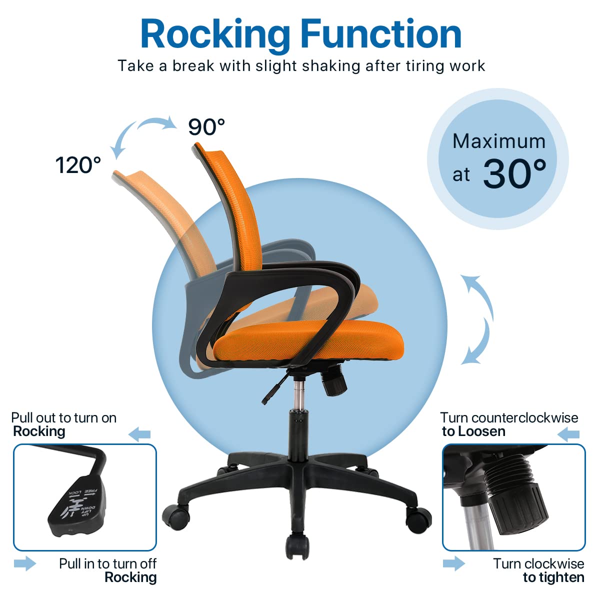 Orange Ergonomic Mid Back Mesh Office Chair P501