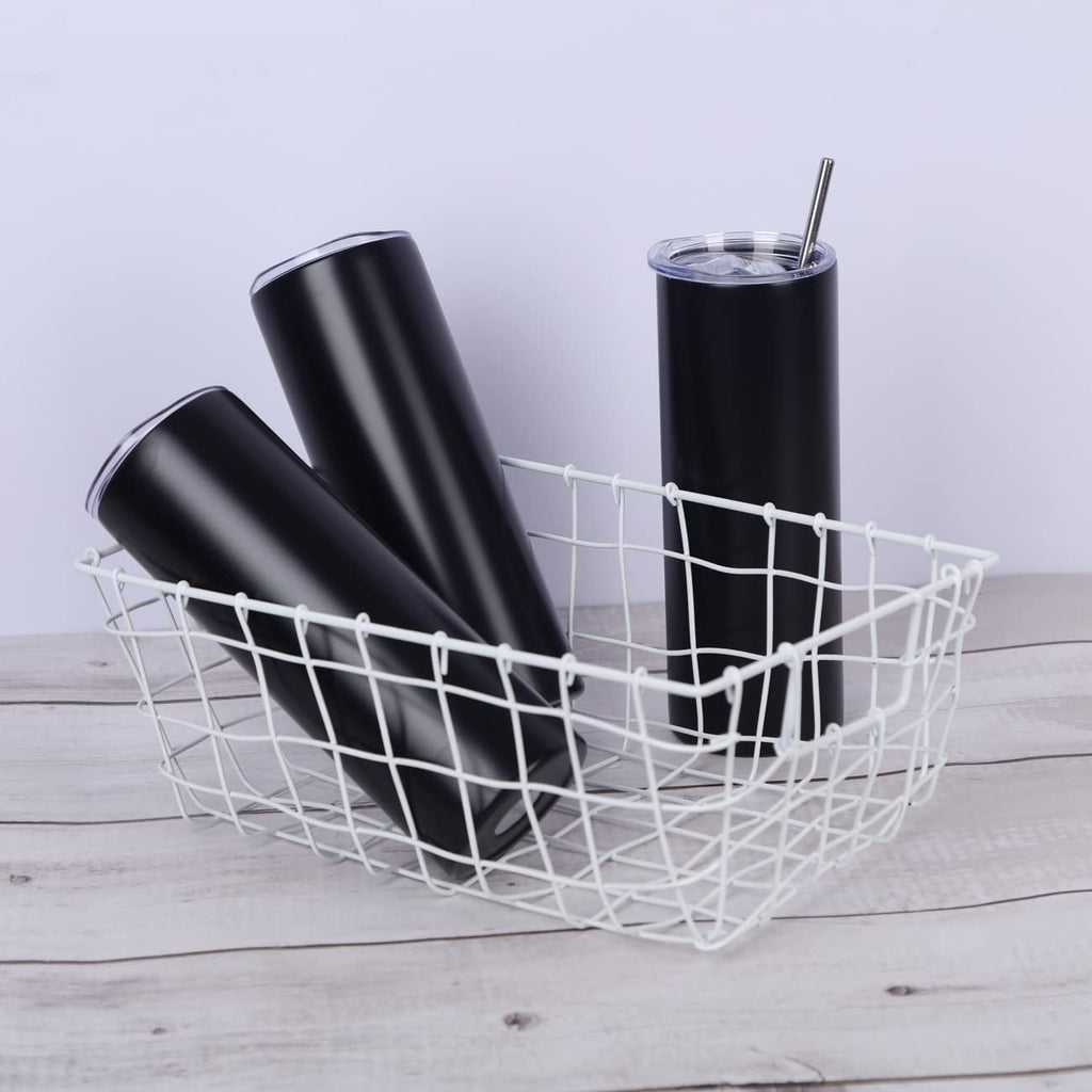 20 Oz Stainless Steel Insulated Tumbler Set, 8 Pack, Black X414