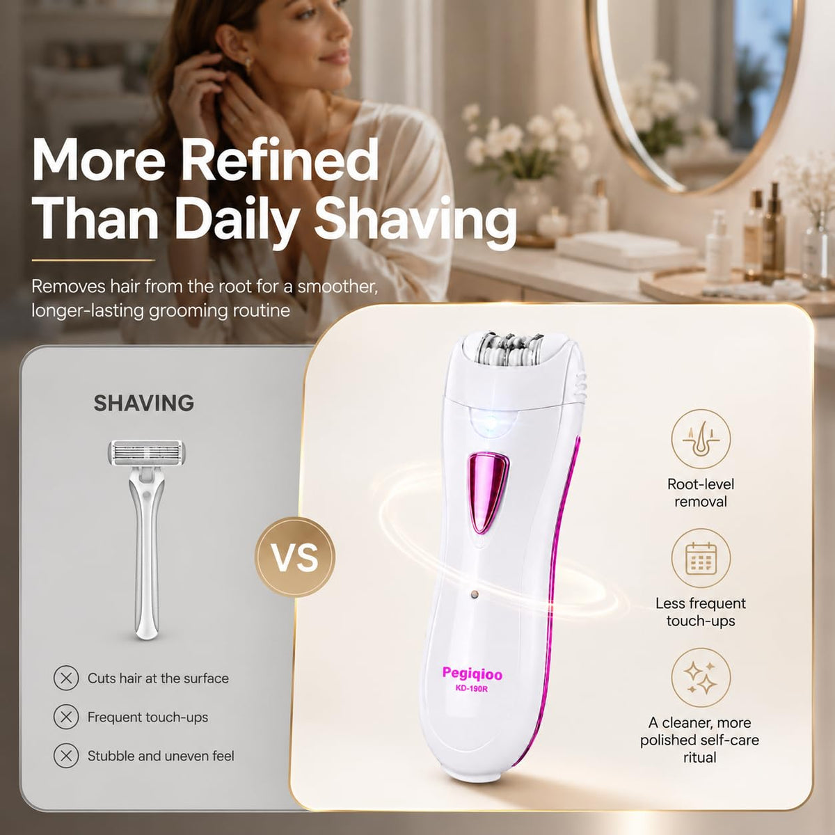 Facial Epilator with LED Light, Bikini Trimmer U95413