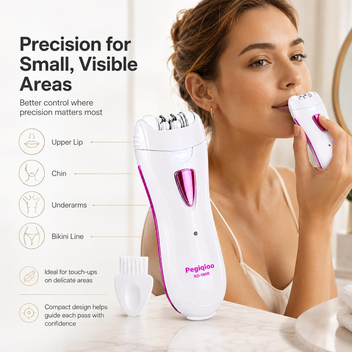 Facial Epilator with LED Light, Bikini Trimmer U95413