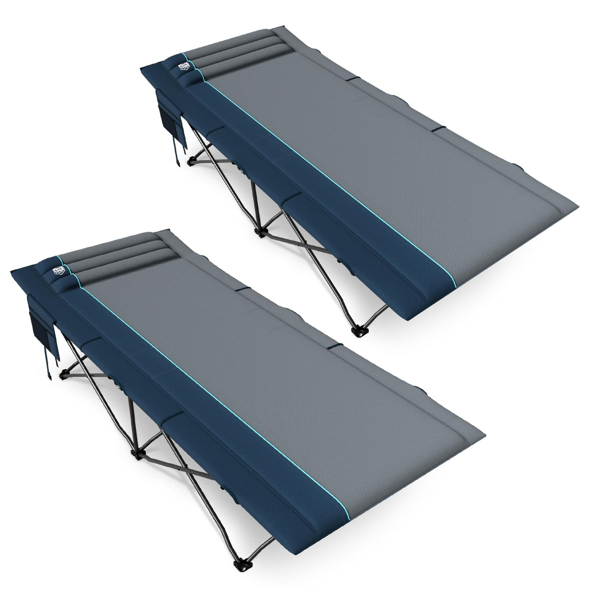 31.8" Extra Wide Heavy Duty Camping Cot with Carry Bag, Blue, 2 Pack E613283