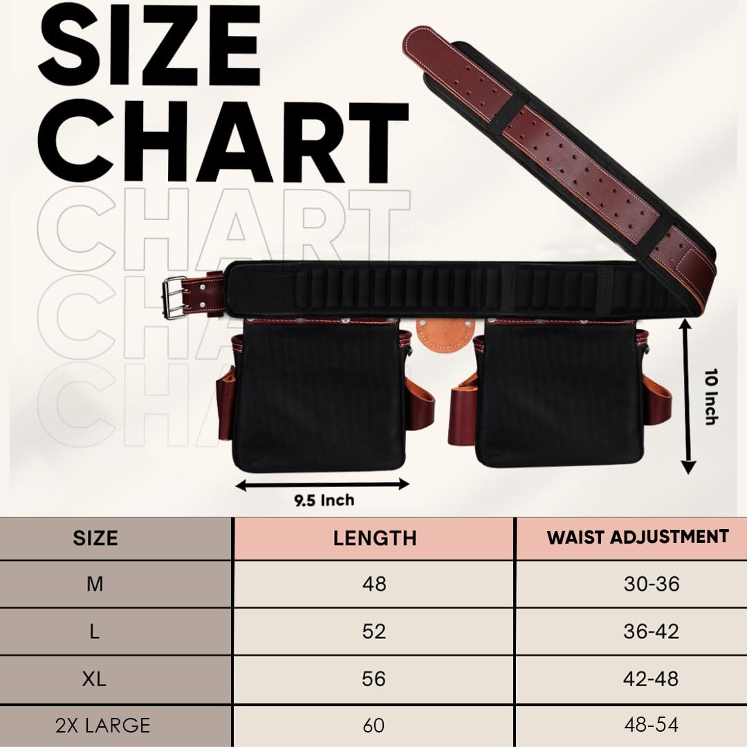 Heavy Duty Leather & 1680D Nylon 26 Pockets Electrician Tool Belt & Bag Combo V2973