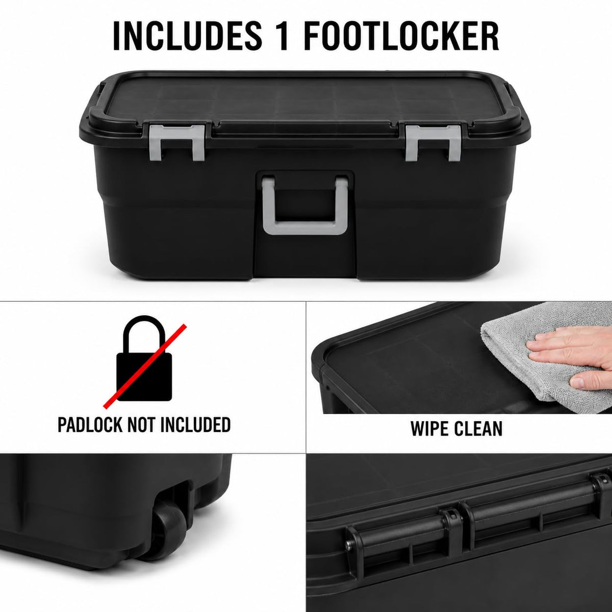 Black 22 Gallon Storage Trunk with Wheels E44917