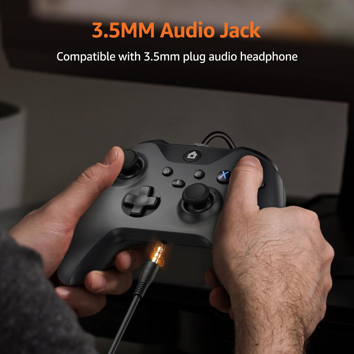 Wired Controller with 3.5mm Audio Jack Dual Vibration Black S7806