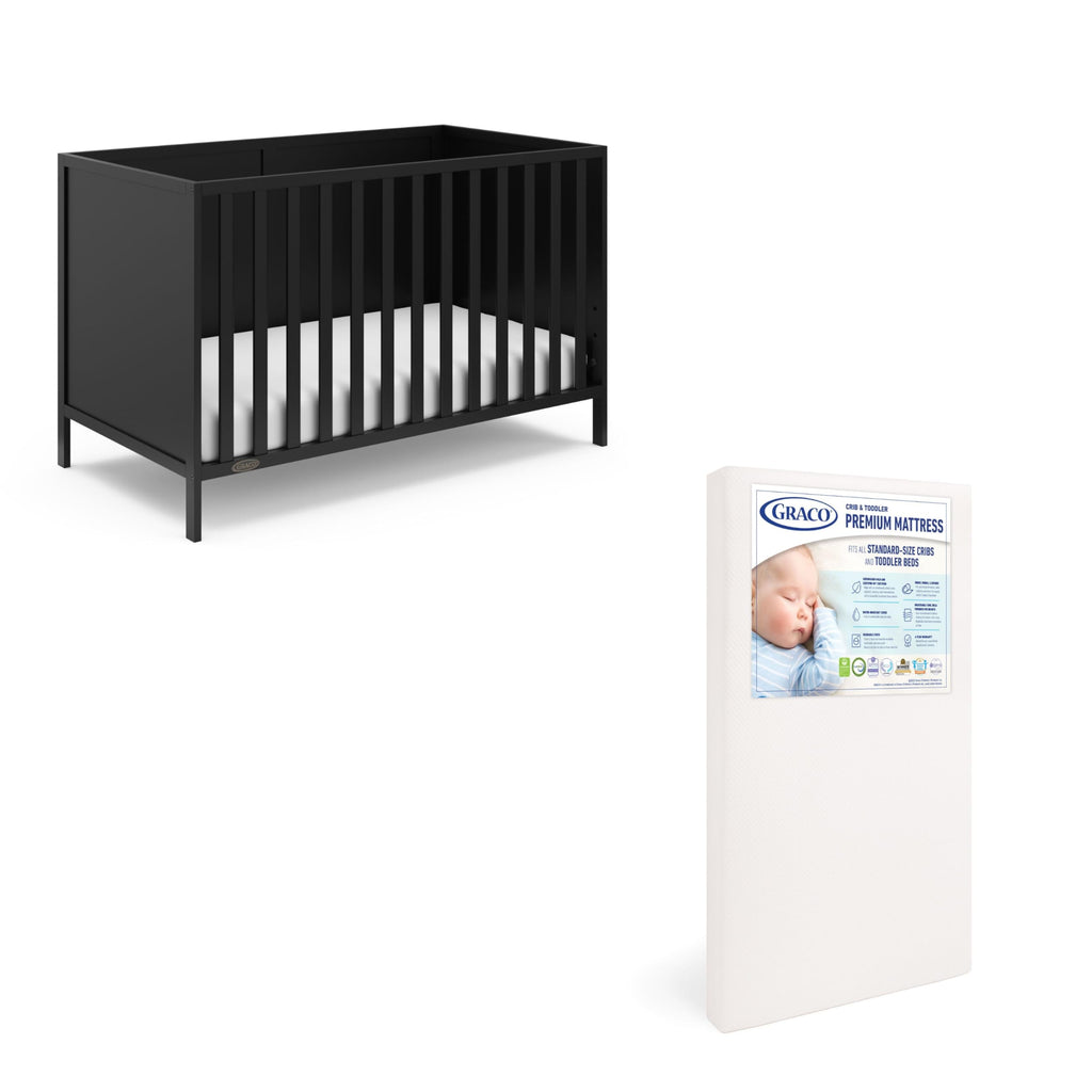 Black Crib and Mattress W117067