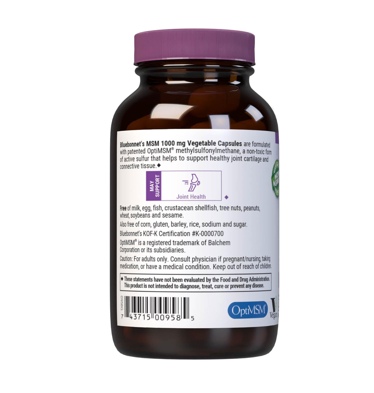 MSM 1000 mg 60 Vegetable Capsules W667