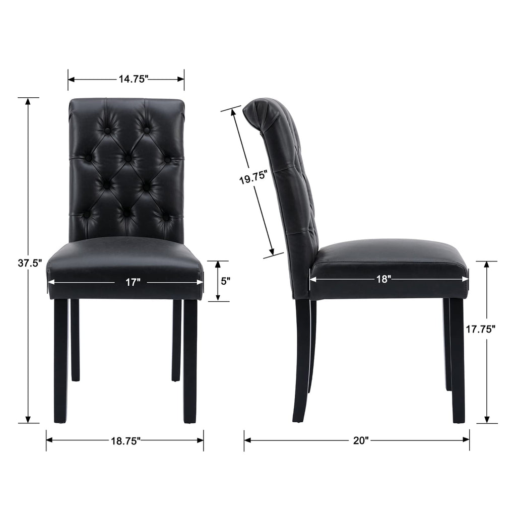 Black PU Leather Upholstered Dining Chairs Set of 4 Q404