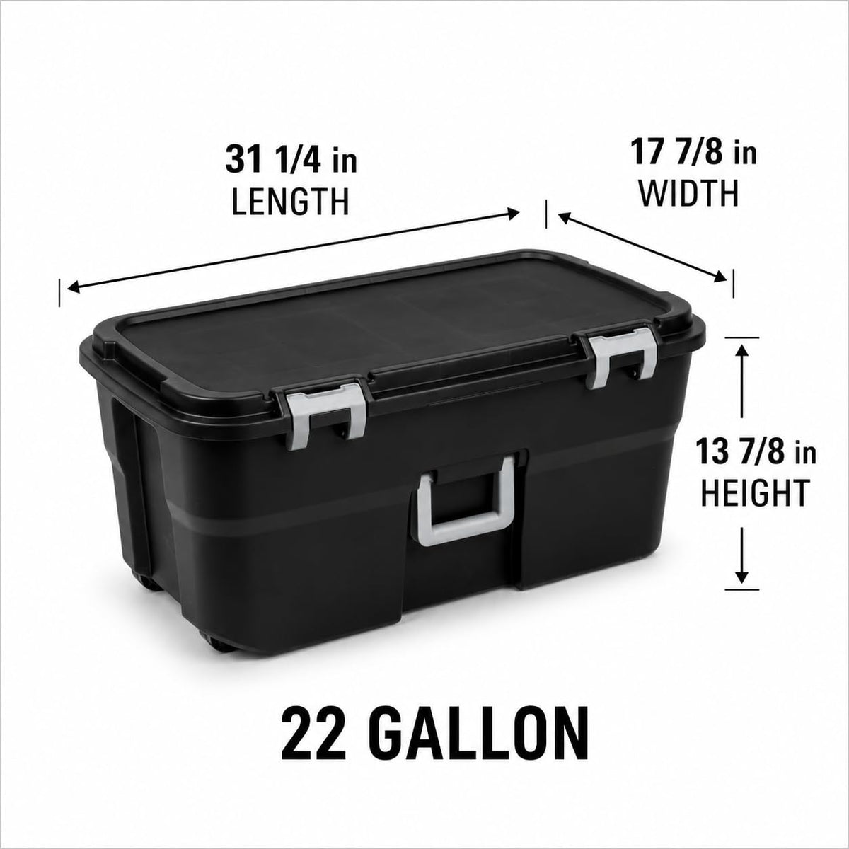 Black 22 Gallon Storage Trunk with Wheels E44917