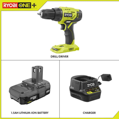 18-Volt Cordless 1/2 in. Drill/Driver Kit with Battery and Charger D624
