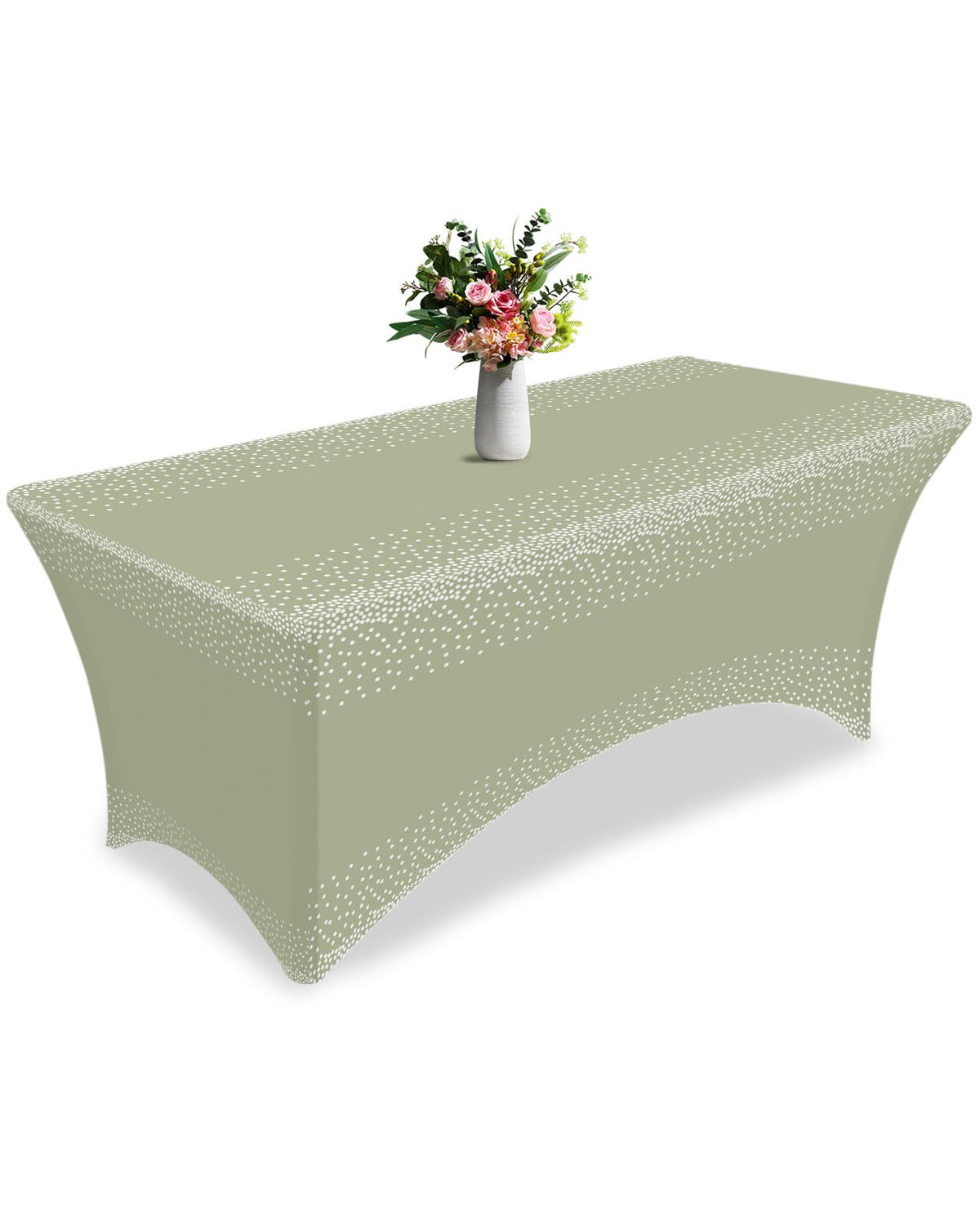 White Speckles Grain Spandex Fitted Table Cover G98619