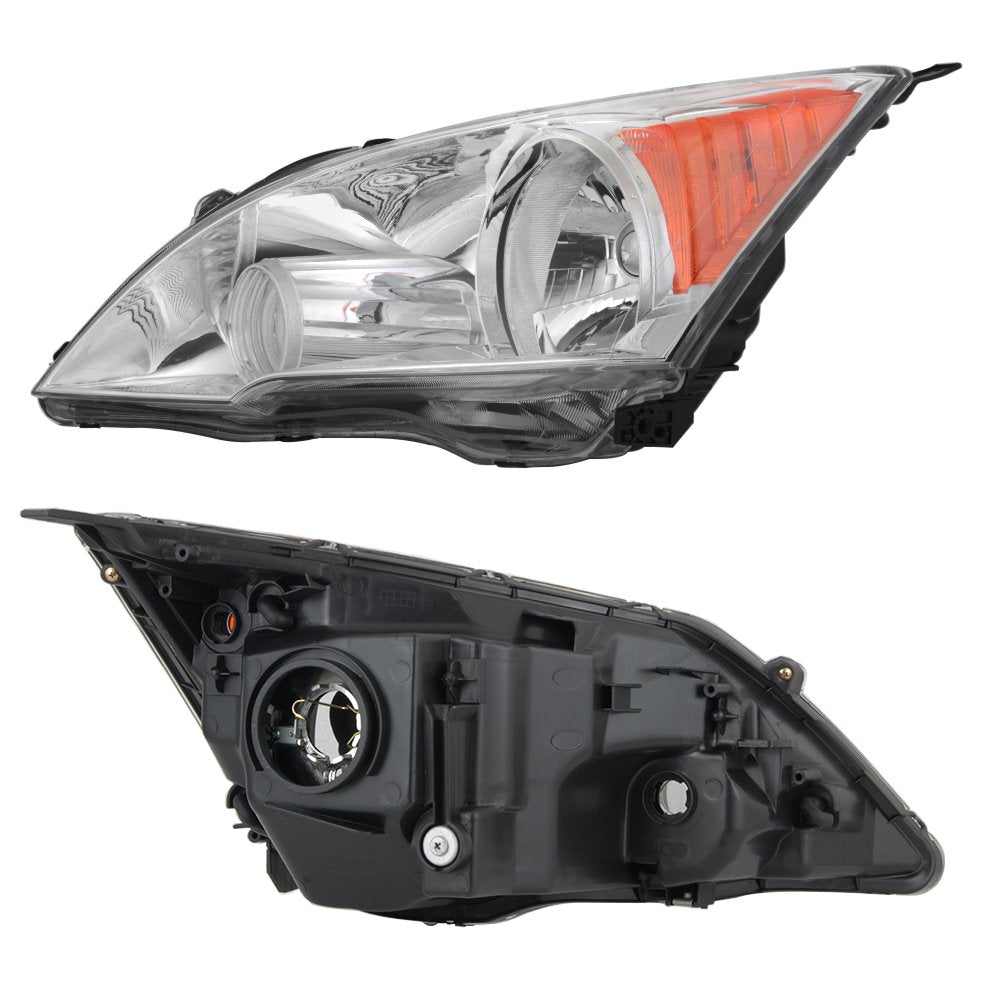 2007-11 Honda CR-V Headlight Assembly Chrome Housing Clear Lens Full Set N948090