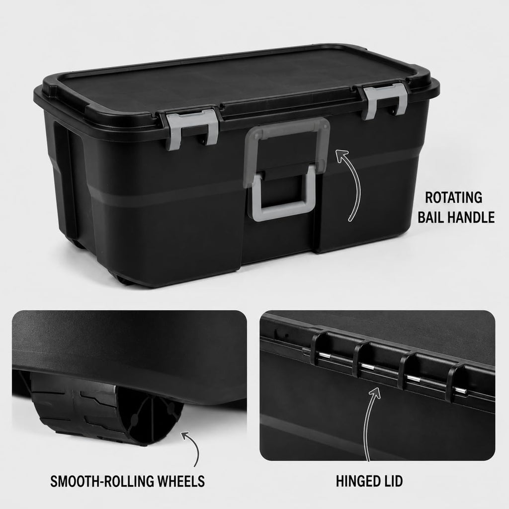 Black 22 Gallon Storage Trunk with Wheels E44917
