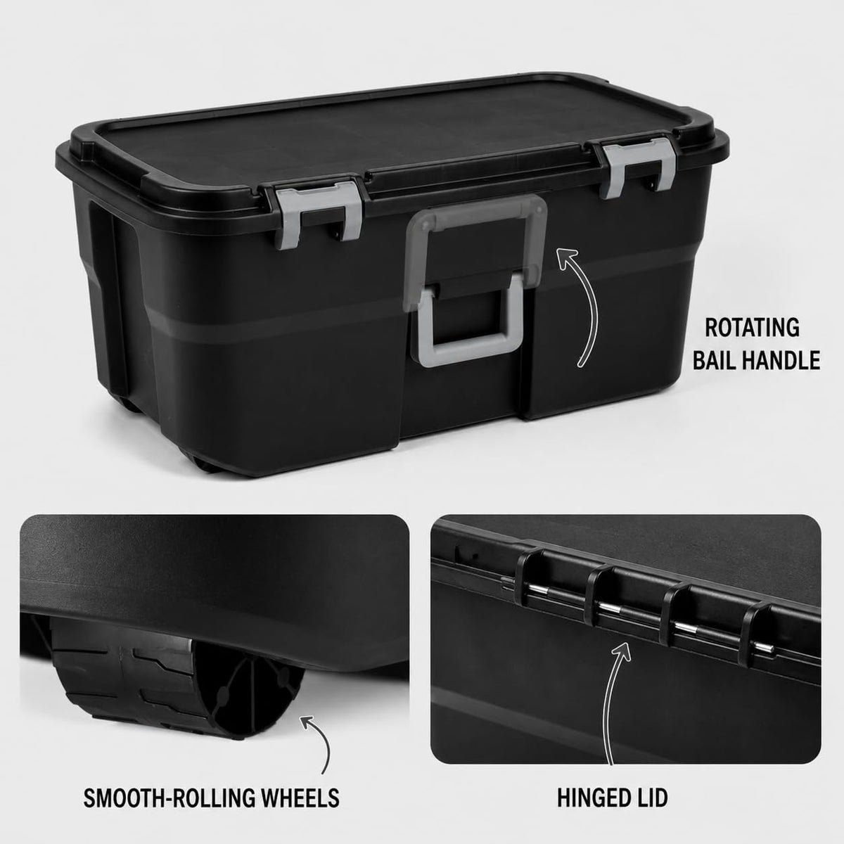 Black 22 Gallon Storage Trunk with Wheels E44917