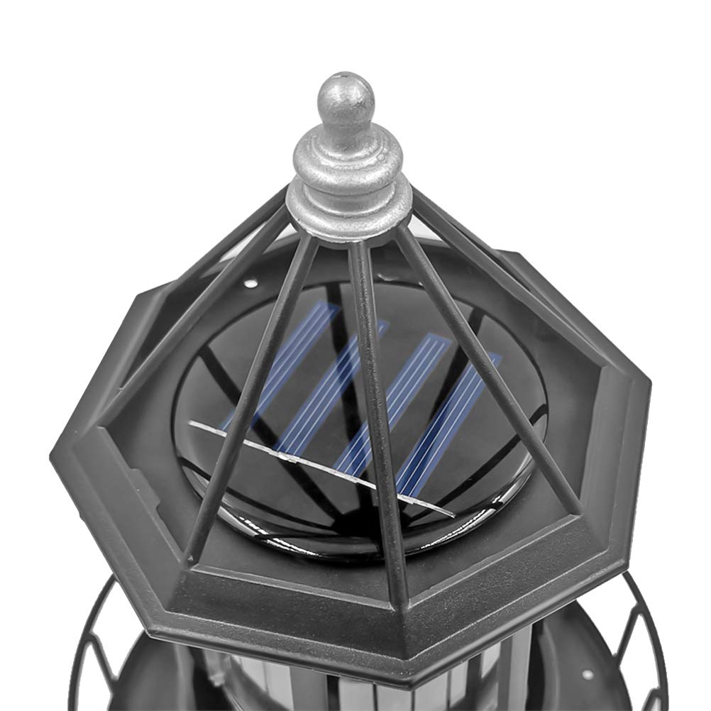 Solar Powered Rotating Lighthouse Light Black J36949