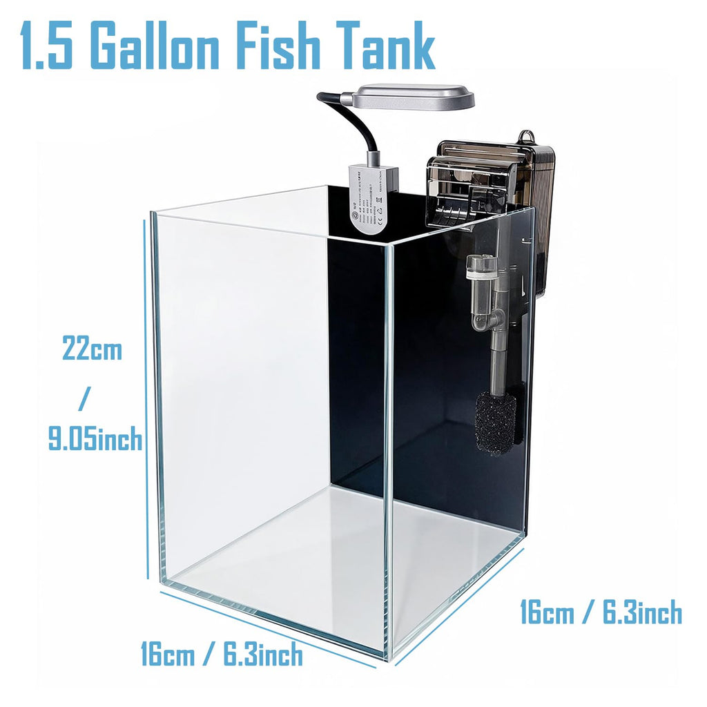 1.5 Gallon Glass Aquarium Starter Kit with Filter and LED Light O825381