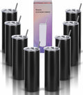 20 Oz Stainless Steel Insulated Tumbler Set, 8 Pack, Black X414