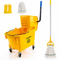 35 Quart Mop Bucket with Side Press Wringer on Wheels L1609