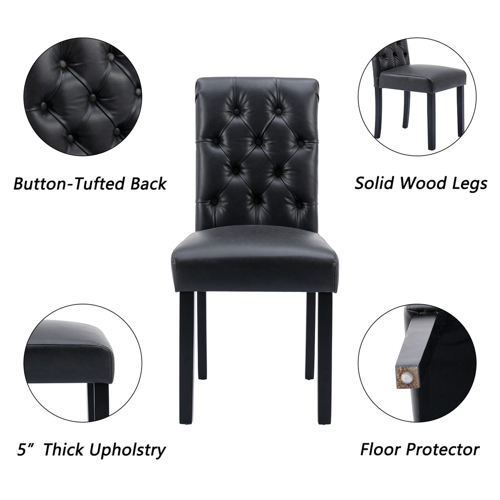 Black PU Leather Upholstered Dining Chairs Set of 4 Q404