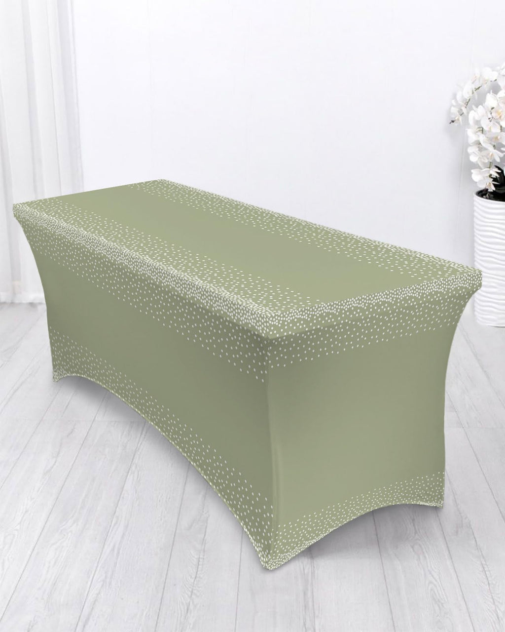 White Speckles Grain Spandex Fitted Table Cover G98619
