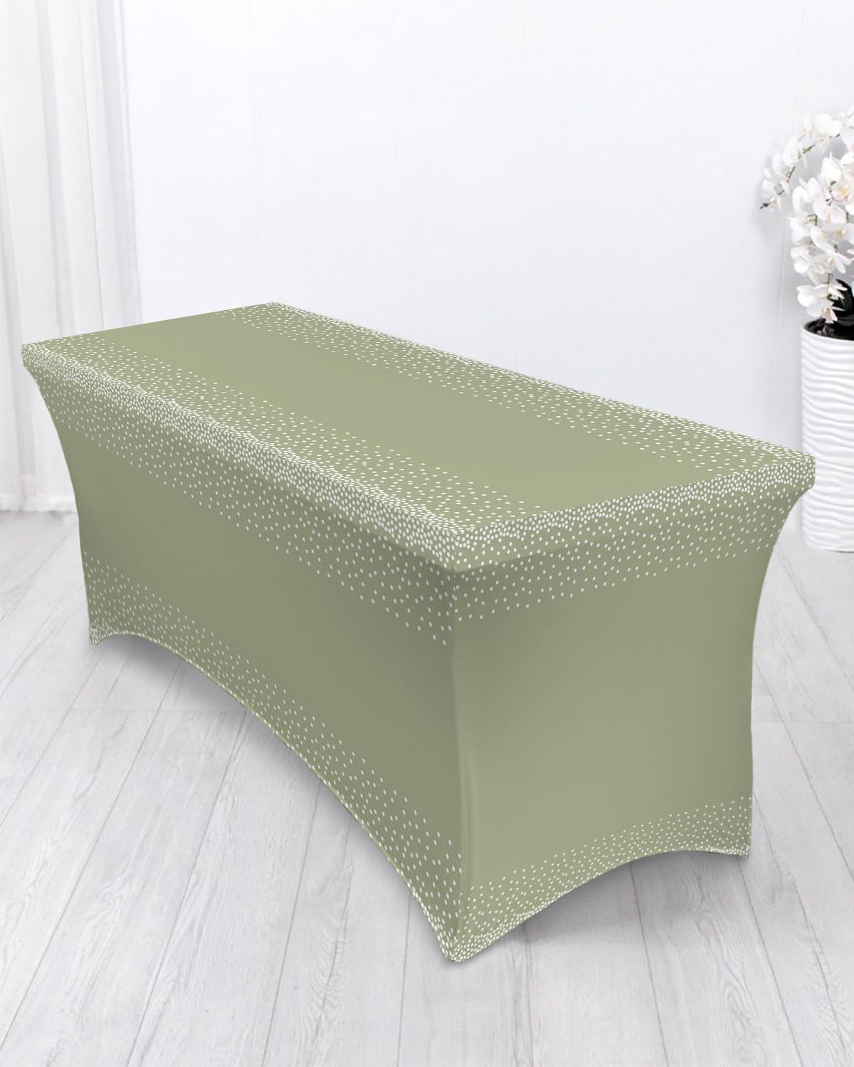 White Speckles Grain Spandex Fitted Table Cover G98619