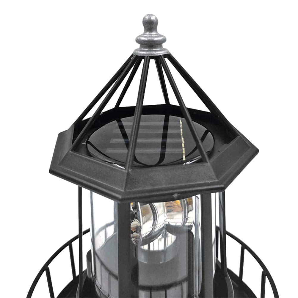 Solar Powered Rotating Lighthouse Light Black J36949