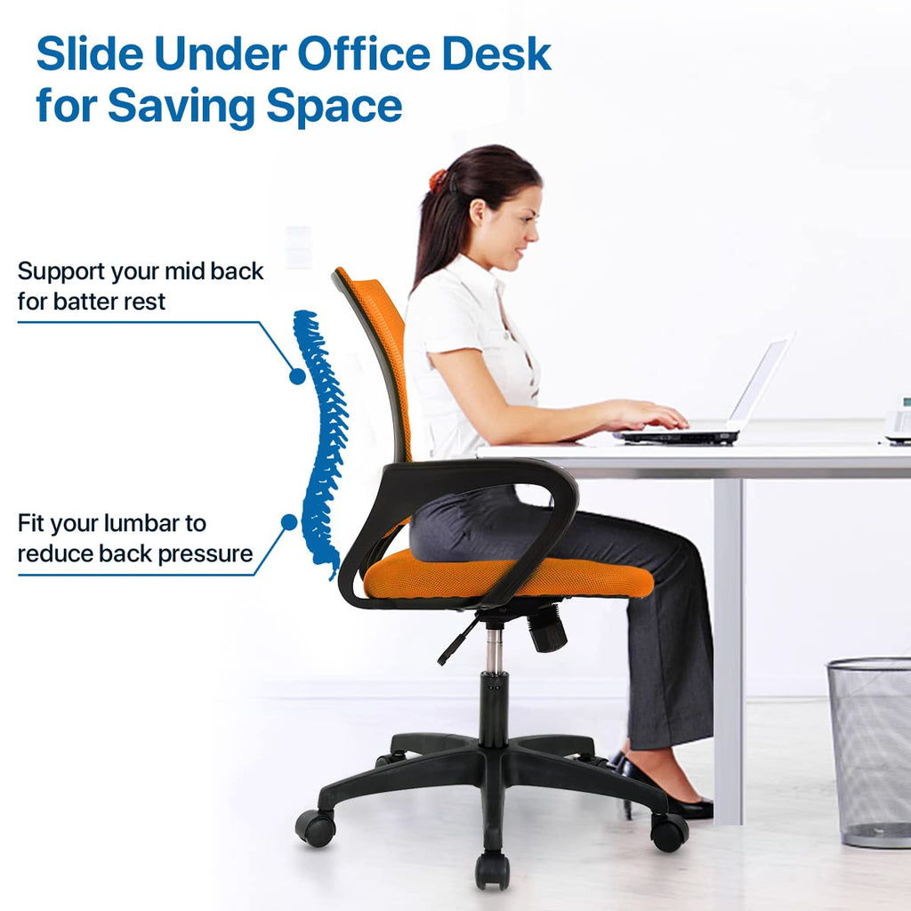 Orange Ergonomic Mid Back Mesh Office Chair P501