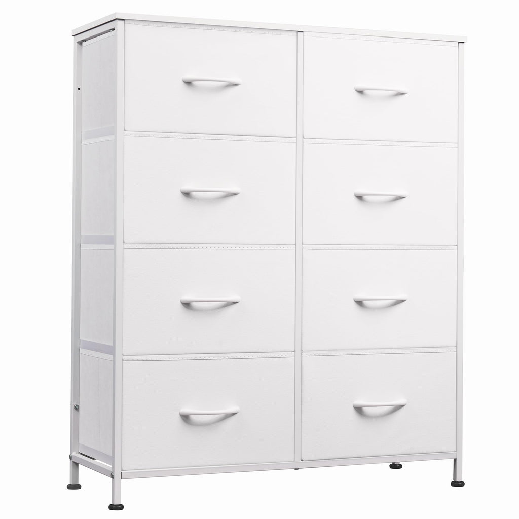 White 8 Drawer Fabric Dresser E9468