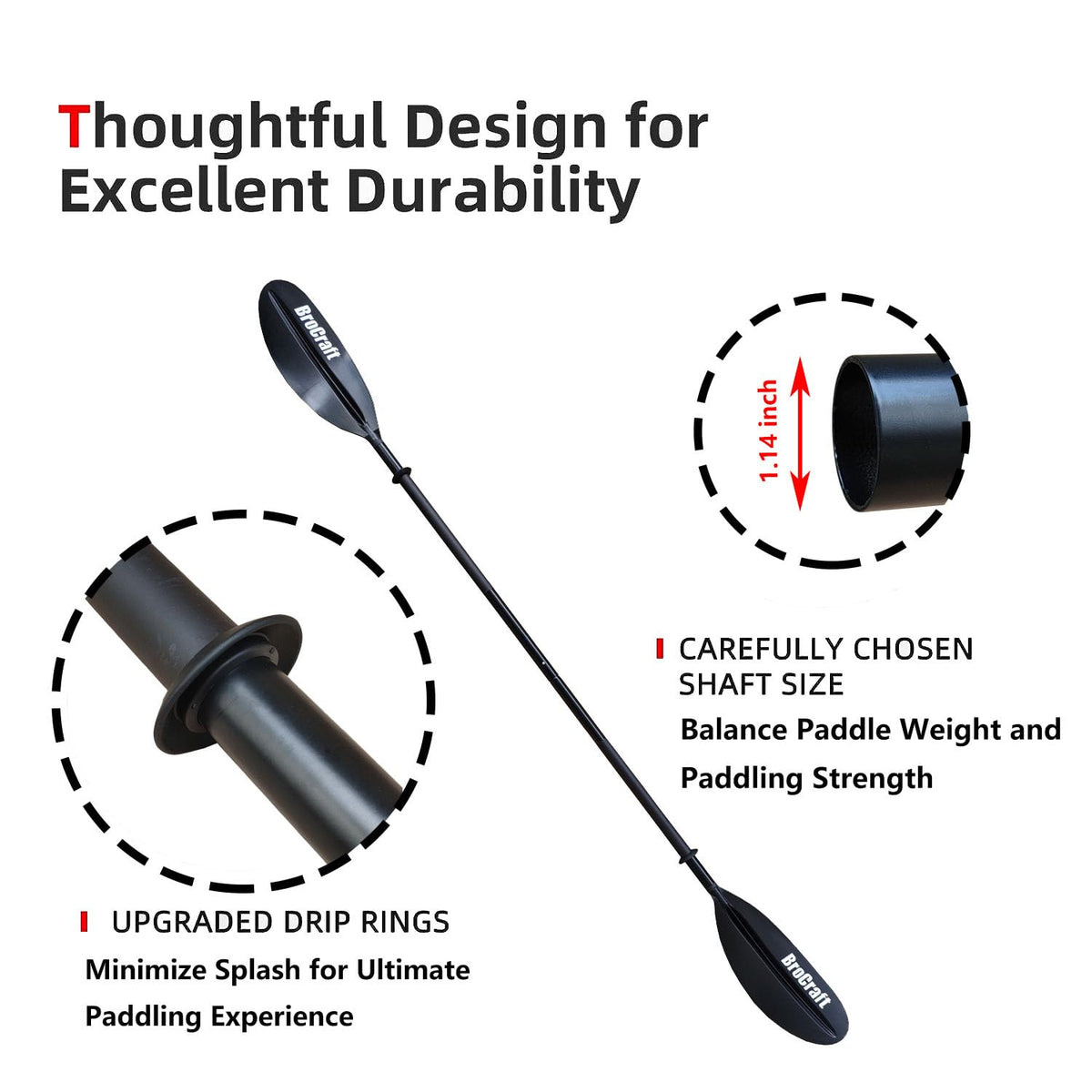 90.5 Inches Kayak Paddles with Paddle Leash V270830