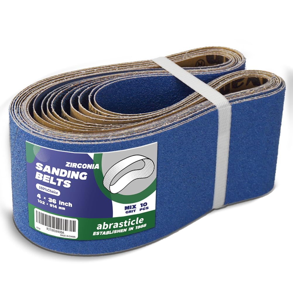 4" x 36" Zirconia Sanding Belts, 10 PCS Assorted Grits O3842