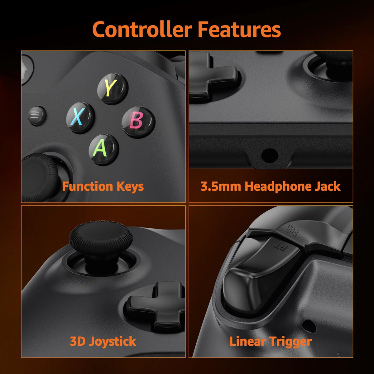 Wired Controller with 3.5mm Audio Jack Dual Vibration Black S7806