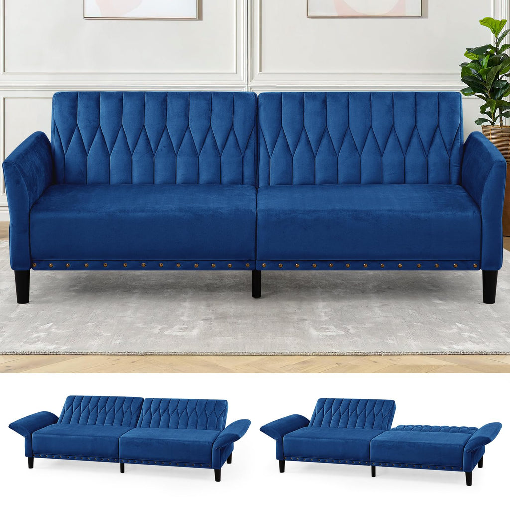 Blue Velvet Sofa Bed X15718