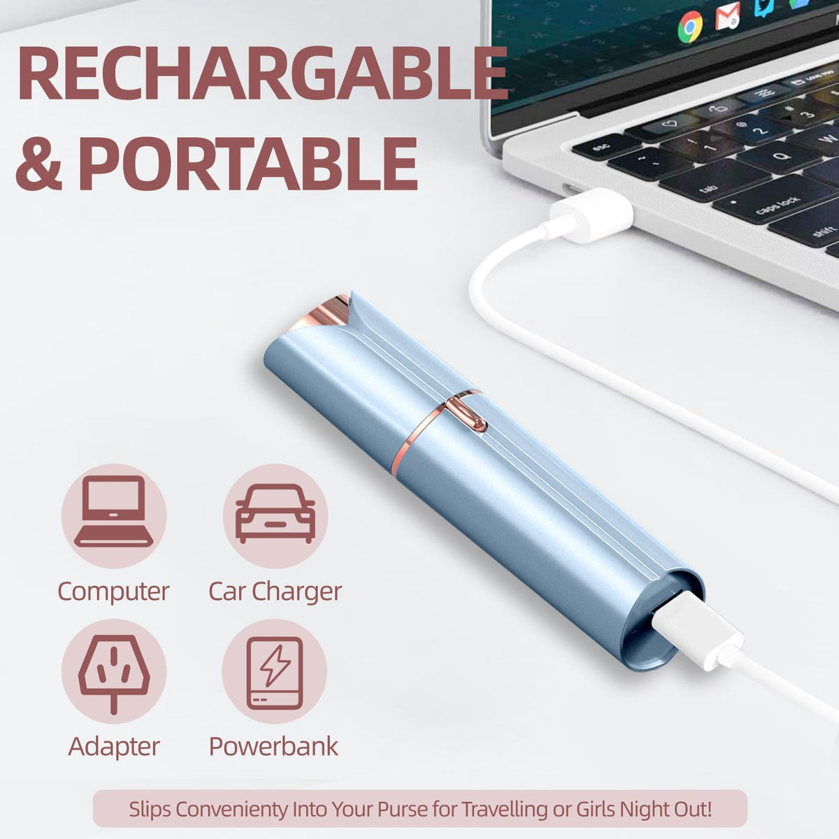 USB Rechargeable Facial Hair Remover with 2 Extra Heads E666759