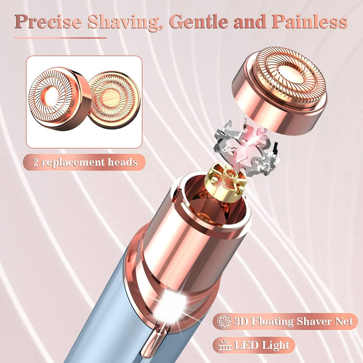 USB Rechargeable Facial Hair Remover with 2 Extra Heads E666759