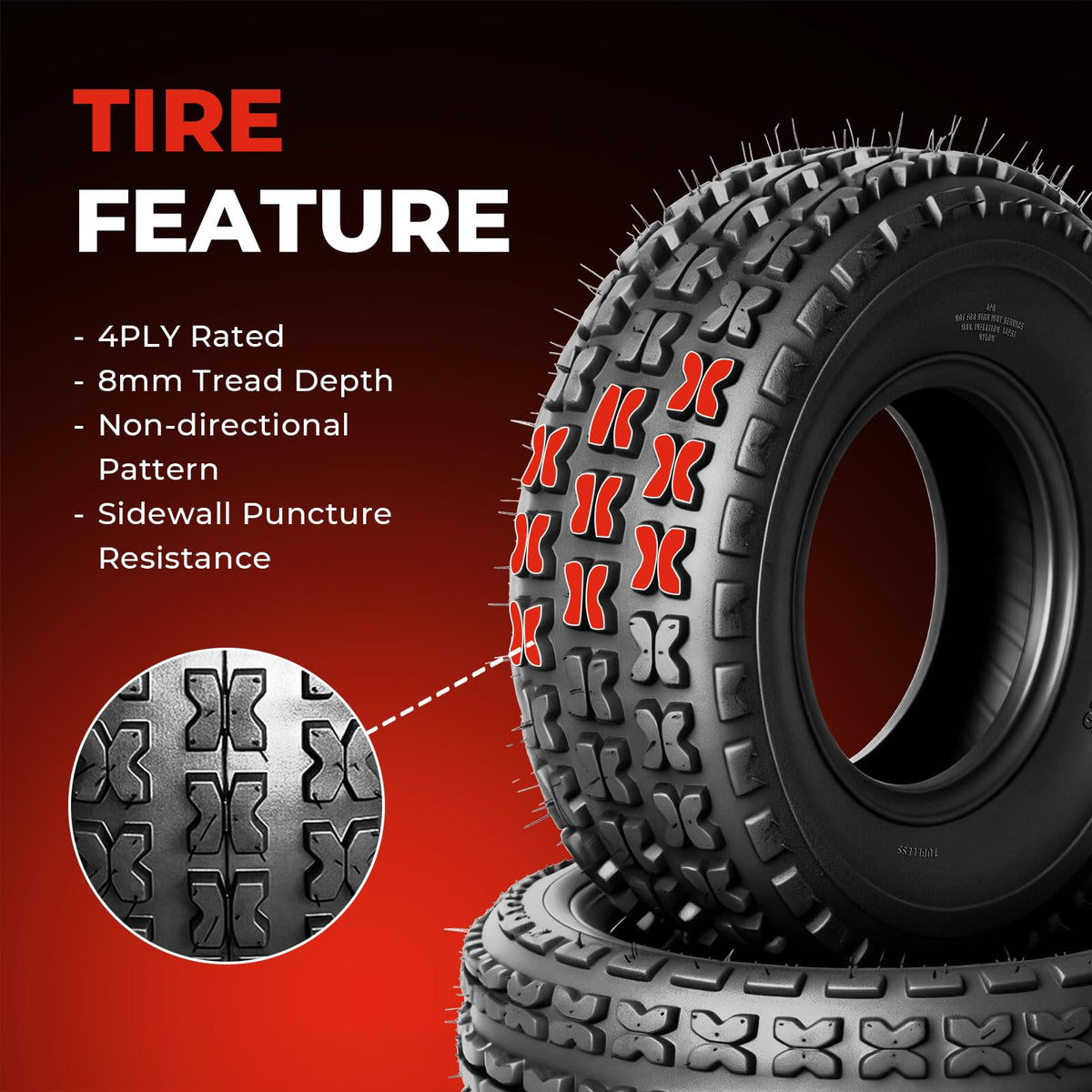 Set of 2 19x7-8 ATV UTV Tires T345160