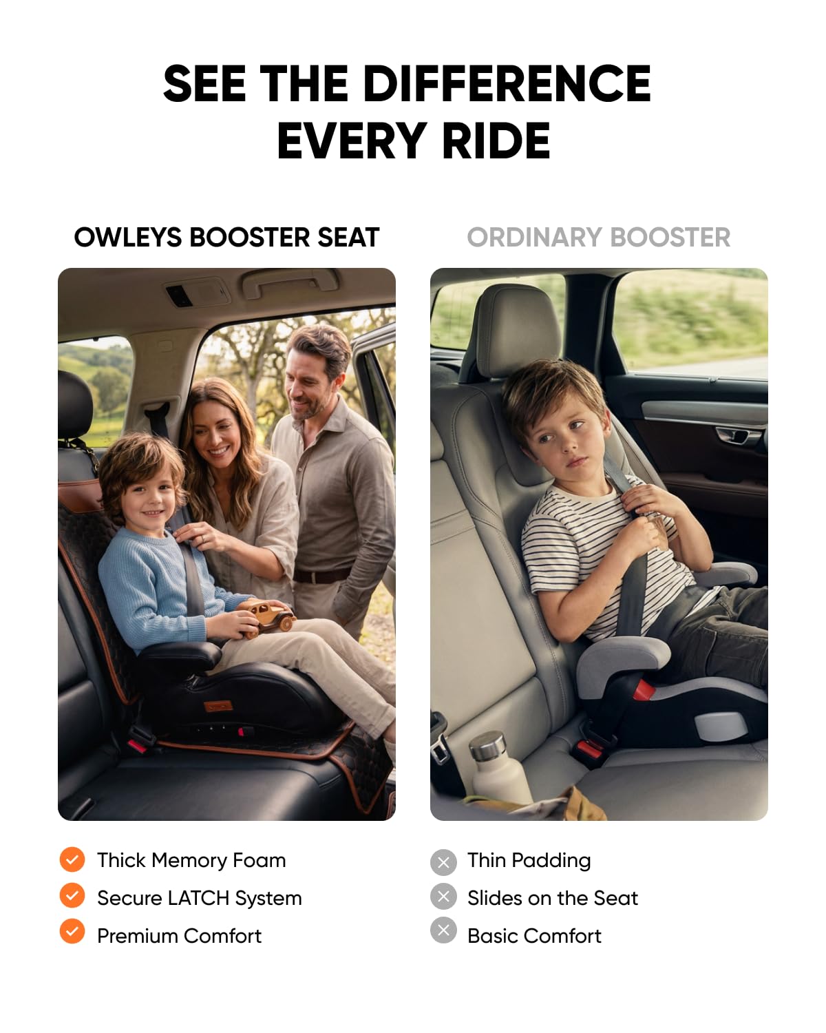 Backless Booster Car Seat with Latch Connectors, 40-100 lbs, Black-Brown T1551