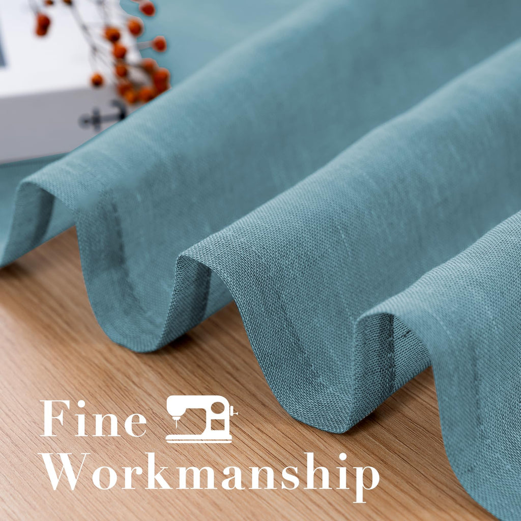 Natural Linen Curtain Panels Semi-Sheers Nickel Grommet Set of 2 Turquoise 52"W x 96"L I730