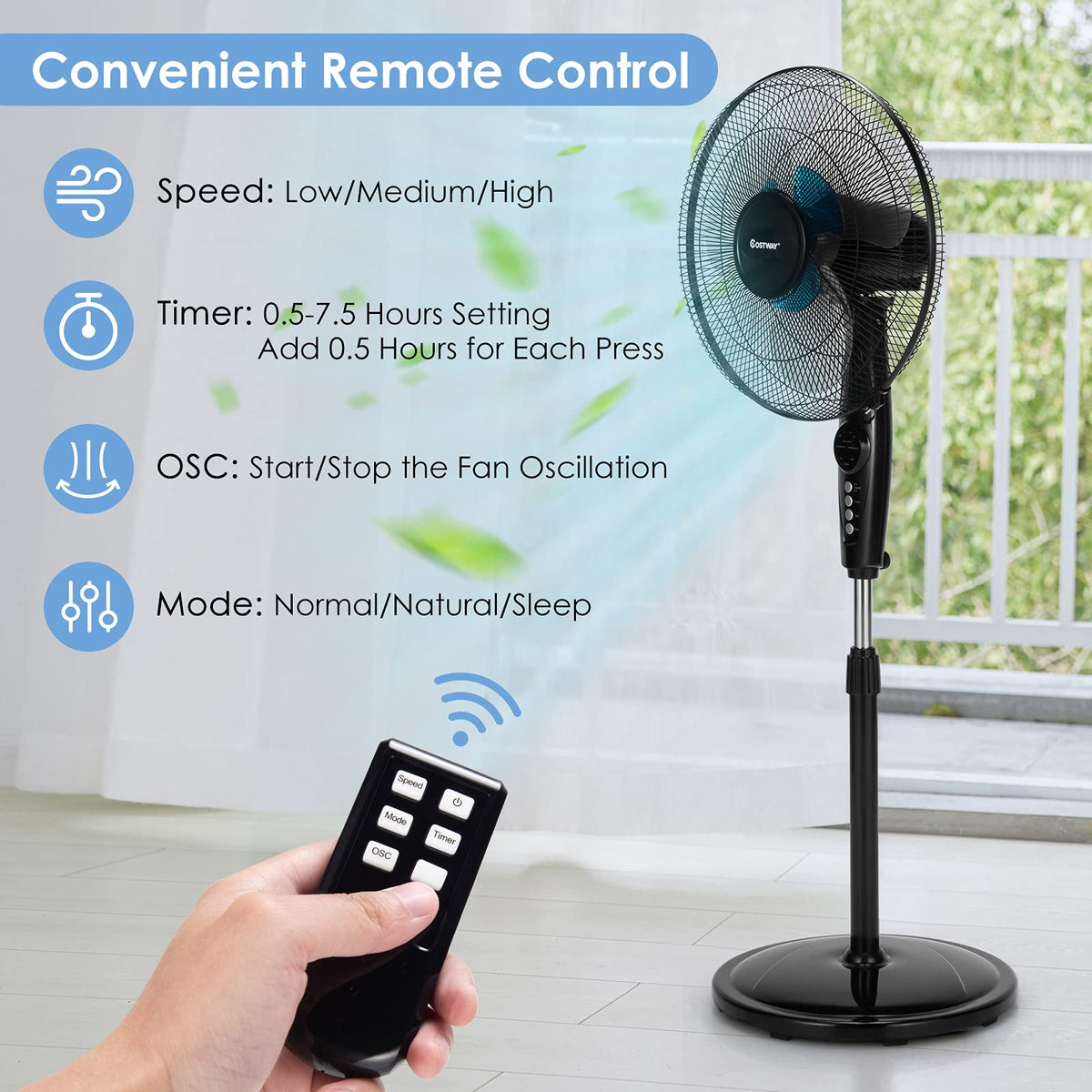 16-Inch Oscillating Pedestal Fan B163102