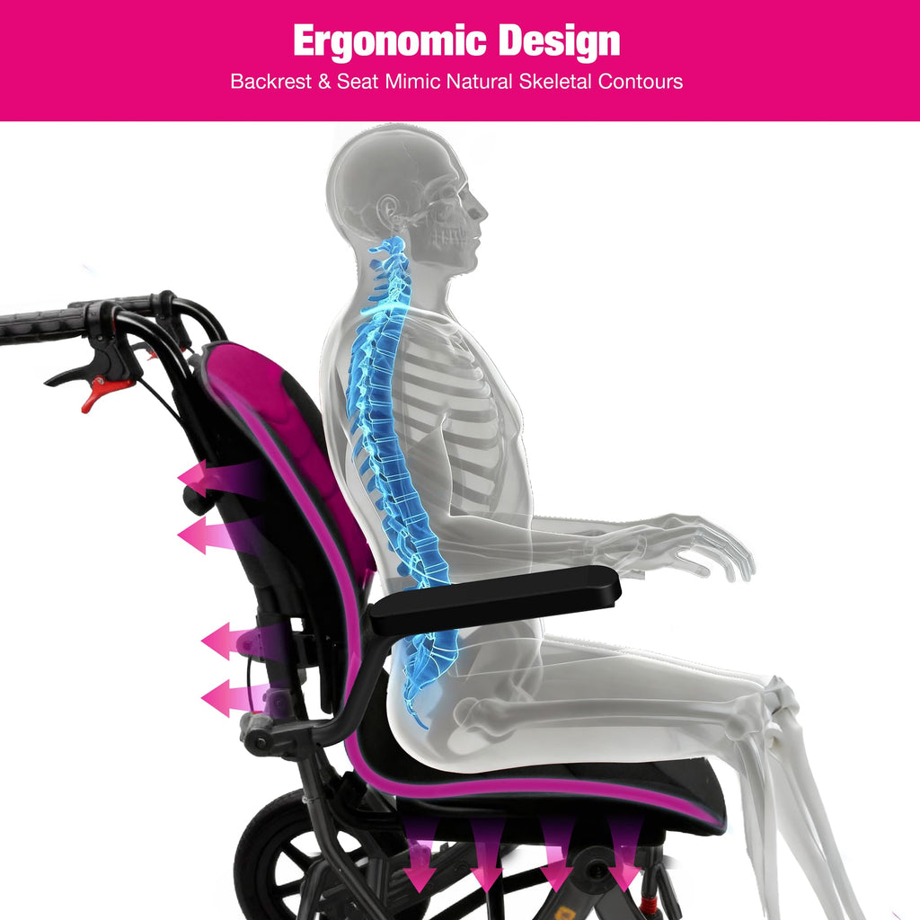 Lightweight Foldable Wheelchair with 12-inch Wheels and Removable Cushion E77600