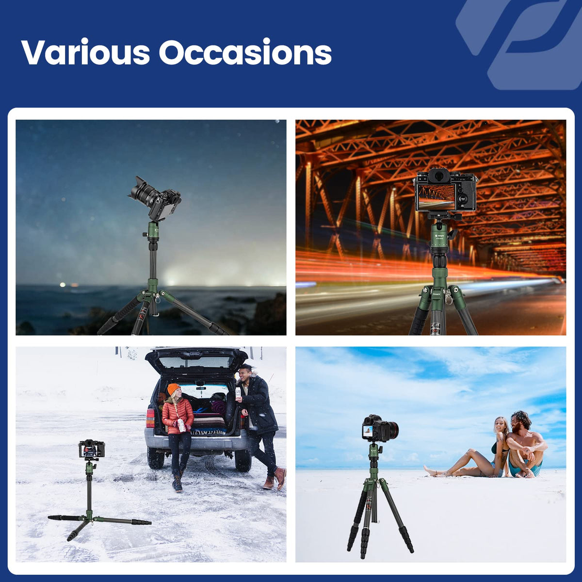 60" Carbon Fiber Camera Tripod with Ball Head and Monopod X9922