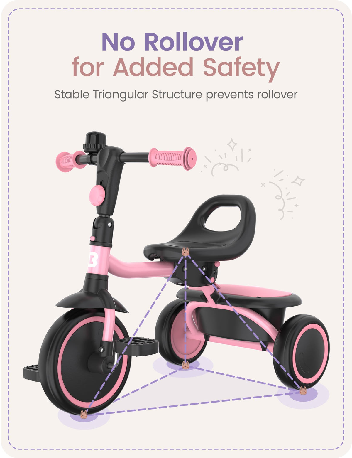 Pink Toddler Tricycle with Bell U142