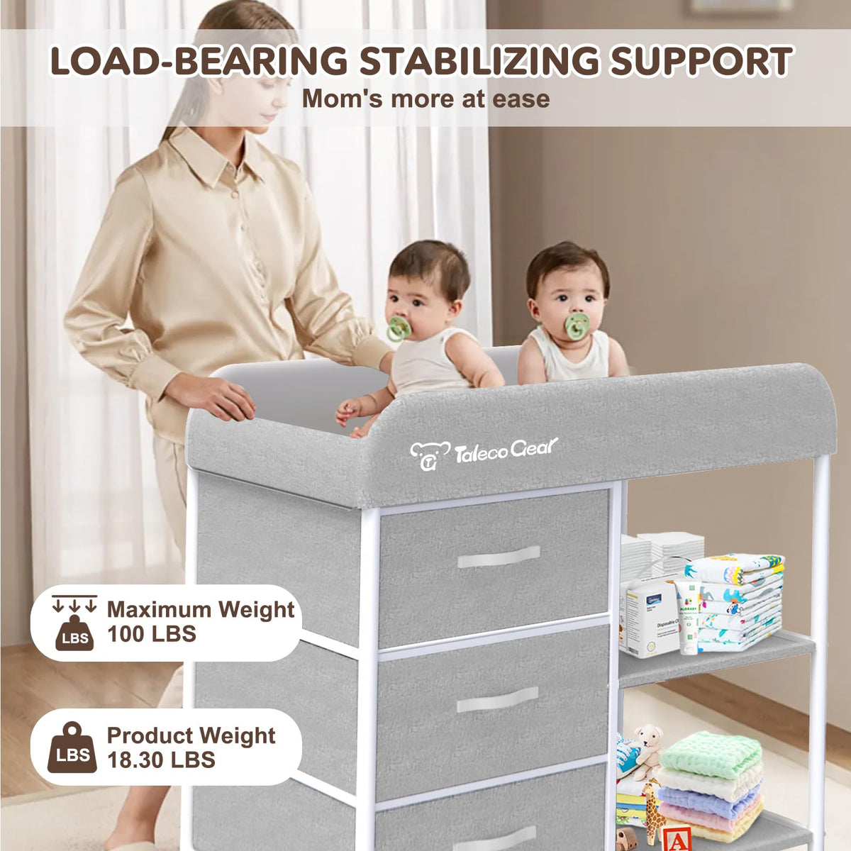 Portable Baby Changing Table with 3 Storage Baskets D685