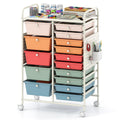 15 Drawer Rolling Storage Cart with Metal Tabletop J206308